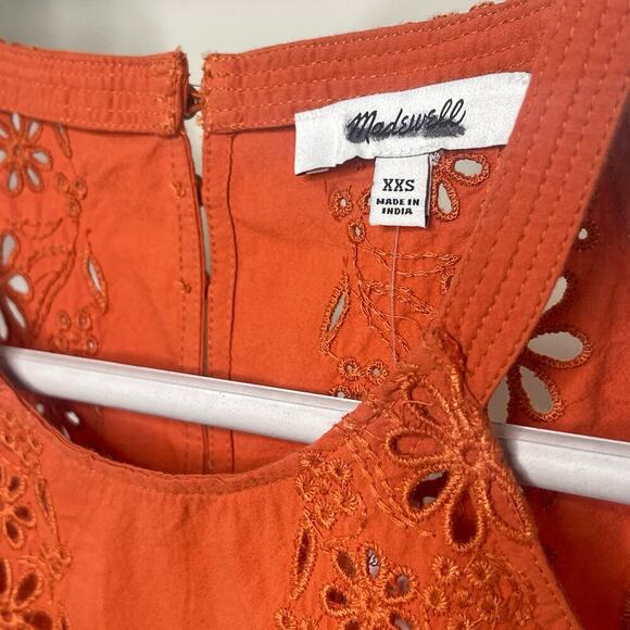 Madewell Eyelet A-Line Halter Tank Top in Copperwashed Orange XXS NWT - Picture 5 of 8